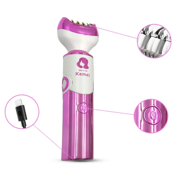 Épilateur électrique rechargeable 6 en 1 pour femme - Kemei - KM-2192 – Image 16